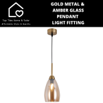 Goldair Gold Metal & Amber Glass Pendant Light Fitting