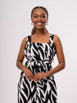 Zebra Print Sleeveless Tie Waist Top Set - M Assorted