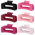Sisiaipu 4 Inch Big Hair Claw Clips 6 Pcs Large Claw For Thick Hair Square Hair Clips For Women Rectangle Hair Clips Nonslip Acr