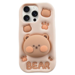 Silicone Bear Phone Case With Pop Socket Compatible With IPH15 Pro Max