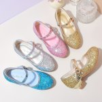 Trendy Cute Shiny Sequin High Heel Shoes For Girls Breathable Lightweight Dress Shoes For Party Wedding Performance Spring And A