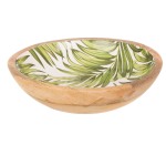 H&s Bowl Wood With Leaf Print