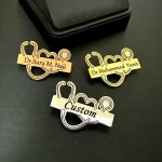 1PC Custom Men's Brooch Engraved Custom Your Name Personalized Logo Lapel Pin Brooch For Doctor Nurse Stainless Steel Custom Pro