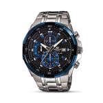 Casio Men&apos S Edifice Black & Blue Dial Chronograph Bracelet Watch