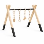 Black Wooden Baby Gym With Wooden Dangles
