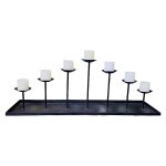 Metal Candle Holder Tray With Candles Black 31CM