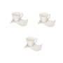 White Ceramic Wavy Cup And Saucer 6PCS