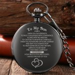 To My Son" Lettering Round Black Pocket Watch Blessings Gift