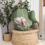 Car Seat Cover Olive Green Elephant