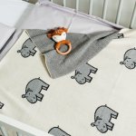Happy Hippo 100% Cotton Jacquard Baby Blanket