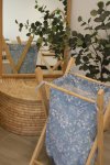 Washing Basket With Wooden Frame Blue Floral In Stock