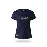 Ladies T-Shirt Metallic Puff Print Navy - XL