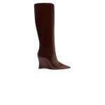 Leather Ankle Boot With Wedge Heel -brown