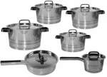 Smte 12 Piece Thermal Bottom Stainless Steel Cookware Set Bruised Silver Trim With Keychain