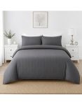 Microfibre Duvet Cover 5-PIECES Set. Dark Grey Single