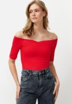Flower Sweetheart Neck Short Sleeve Regular - Pomegranate
