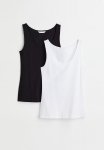 2 Pack Cotton Vest Tops - Black white