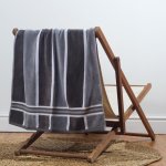 Laguna Stripe Velour Beach Towel Steel And Ash Grey