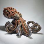 Enesco Edge Sculpture Octopus Animal Figurine 9.85 Inch Orange