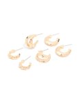 Goldair Gold Bubble & Twisted Open Huggie Earrings 3-PACK