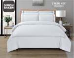 Simon Baker T200 Cotton Percale Embroidered Duvet Cover Set - Greek Key Cashmere Various Sizes - Cashmere Super King 260 X 230