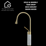 Goldair Gold & Marble Tear Drop Deck Mount Basin Mixer