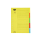 Bantex A4 Manilla Board Divider 5 Division 5 Colours.