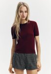 Fine-knit T-Shirt - Burgundy