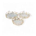 3 Piece Round Flower Tray Set Gold