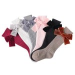 Velvet Bow Socks Grey 0-2Y