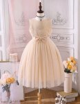 Cream Sequins Bust Special Occasions Tulle Dress And Belt Headband