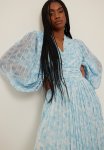 Pleated Chiffon Midi Dress - Watercolour Blue