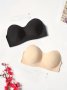 2 Pcs Solid Strapless Bra Comfy Push Up Stretch Invisible Bra Women's Lingerie & Underwear