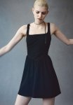 Linen-blend Flared-skirt Dress - Black