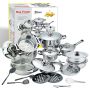 27 Pieces Stainless Steel Cookware Heavy Bottom Pots Set