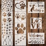 Outus 11 Pieces Dog Paw Print Stencils Trail Of Paw Prints Stencil Love Dog Reusable Painting Templates With Metal Open Ring For