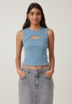 Cotton On Romy Cut Out Tank - Aspen Blue
