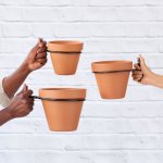 Ravi Wall Pot Holder - Black - 13CM Inner Diameter + 13CM Terracotta Pot