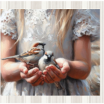 Printed Runner Girl With Sparrow
