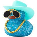 Wonuu Car Dashboard Decorations Cowboy Hat Rubber Ducks Colorful Duck For Car Ornament Accessories With Hat Glasses Necklace Gli