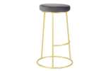 Button Bar Stool - Velvet With Gold Frame - Green