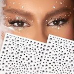 1 2 4 Sheets Big Sized Different Size 3D Simulation Gemstone Jewelry Face Sticker Diy Makeup Festival Glitter Y2K Party Eye & Fa