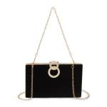 Black Velvet Square Clutch Bag