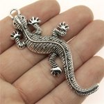 2PCS 71X30MM Ancient Silvery ancient Copper Gecko Lizard Cute Animal Pendants Diy Handmade Jewelry Personality Necklace Keychain