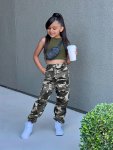 Girls Cargo Style 2PCS Stretchy Tank Top + Cargo Trousers Set Casual 2-PIECE Summer Outfit For Girls K-pop
