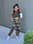 Girls Cargo Style 2PCS Stretchy Tank Top + Cargo Trousers Set Casual 2-piece Summer Outfit For Girls K-pop