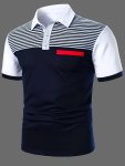 Men's Stripes Graphic Print Golf T-Shirt For Summer Trendy Casual Short Sleeve Tennis Tees
