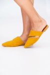 Mustard Pointed Mules Flat Sandals