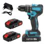 21V Brushless Cordless Drill Driver 75NM With 21 Clutch & 2 Batteries-blue