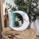 Shaped Pillow Moon With Light Turquoise Bow